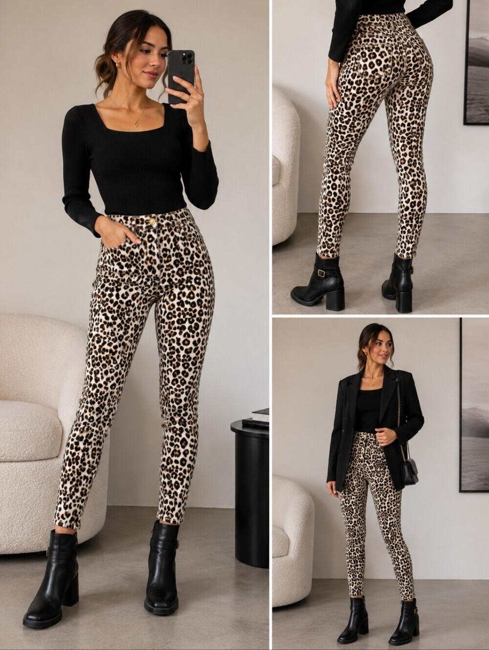 Frame Ali High Waist Cigarette Skinny Jeans Leopard Print Size 27